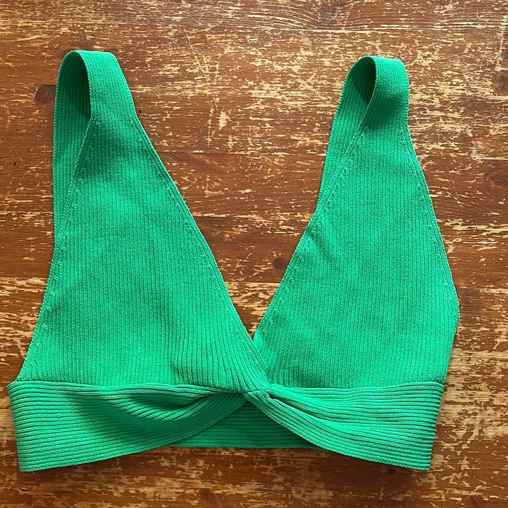 Zara elastic bright green crop bra